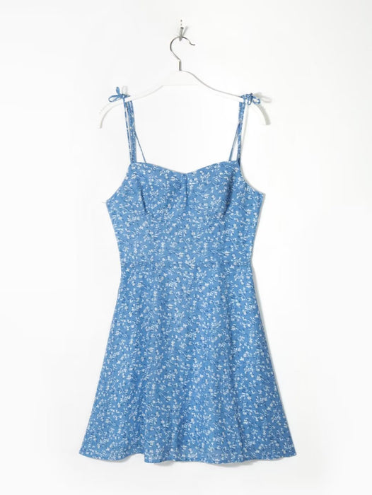 Autumn All-Match Retro Short Printing Slip Dress