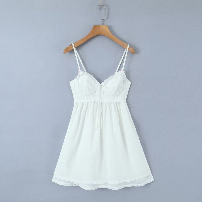 Summer Suspender Lace Stitching A Line Dress Short Dress Women