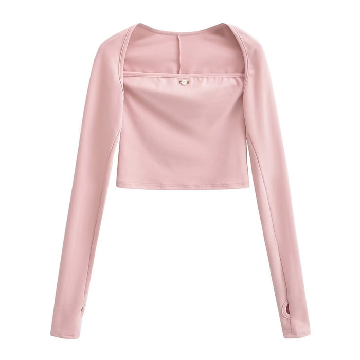 Sexy Sweet Cool Sexy Rose Two Piece Set Top Women Flat Mouth Bandeau Camisole Long Sleeve Cardigan