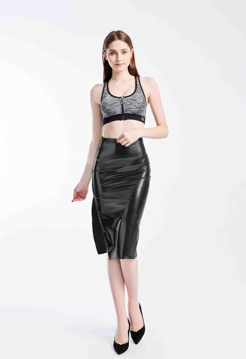 Metallic Coated Fabric Coated Fabric Hip Skirt All Match Tutu Split Mid Skirt Sexy One Step Skirt Summer