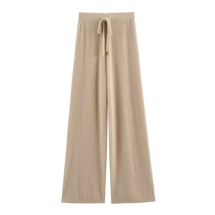 Winter Women Clothing Mink-like Long Hair Knitted Casual Pants Knitted Trousers