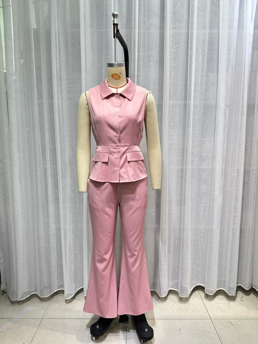 Jumpsuit Summer Commuting Elegant Suit Irregular Asymmetric Top High Waist Flared Pants Suit