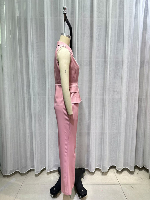 Jumpsuit Summer Commuting Elegant Suit Irregular Asymmetric Top High Waist Flared Pants Suit