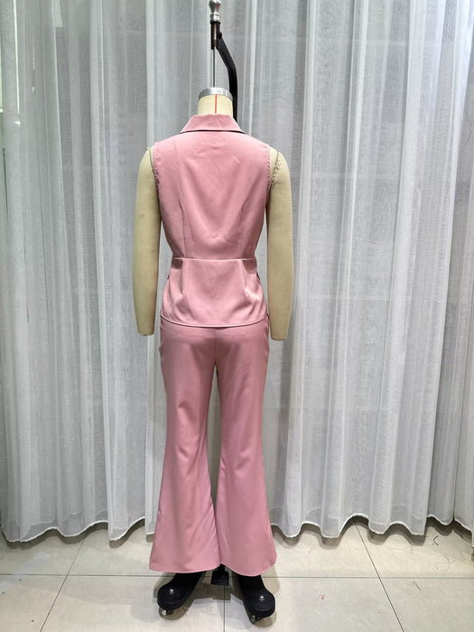 Jumpsuit Summer Commuting Elegant Suit Irregular Asymmetric Top High Waist Flared Pants Suit