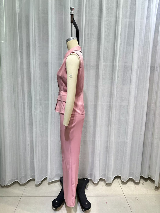 Jumpsuit Summer Commuting Elegant Suit Irregular Asymmetric Top High Waist Flared Pants Suit