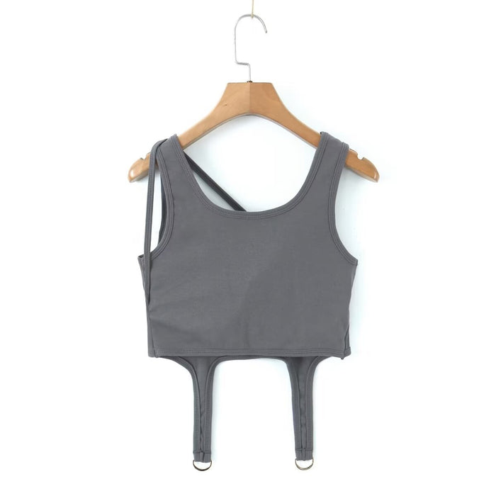 Special Interest Design Solid Color Small Sling Sexy Women Clothing Spring Arrival Slim Solid Color Top