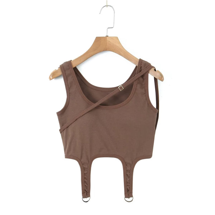 Special Interest Design Solid Color Small Sling Sexy Women Clothing Spring Arrival Slim Solid Color Top