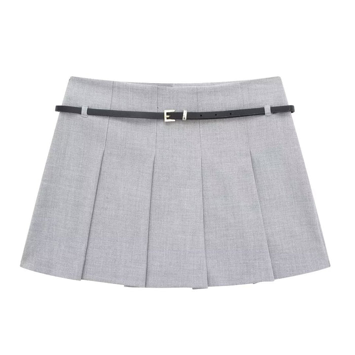 Spring Women Clothing With Belt Wide Pleated Culottes