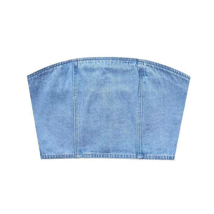 Summer Women Clothes Fashionable Denim Tube Top Denim Top