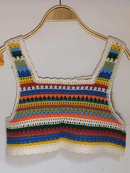 Women Summer Crocheted Halter Crop Top