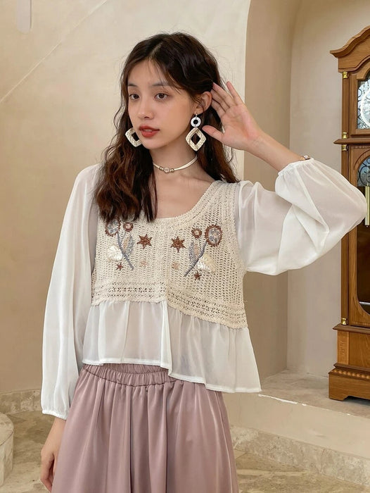 Women Summer Crocheted Solid Top