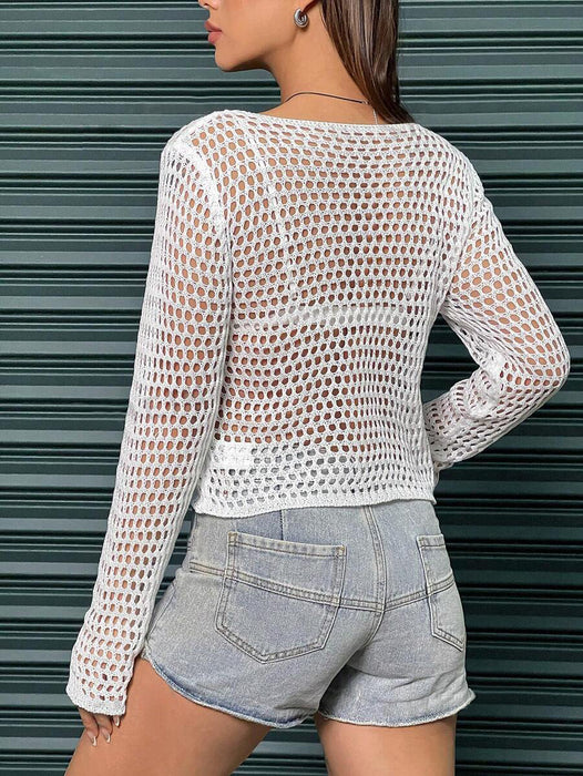 Women Summer Crocheted Solid Top