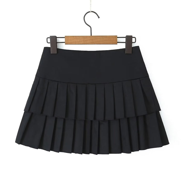 Summer Lace Splicing Sling Pleated Split Skirt With Pantskirt Suit