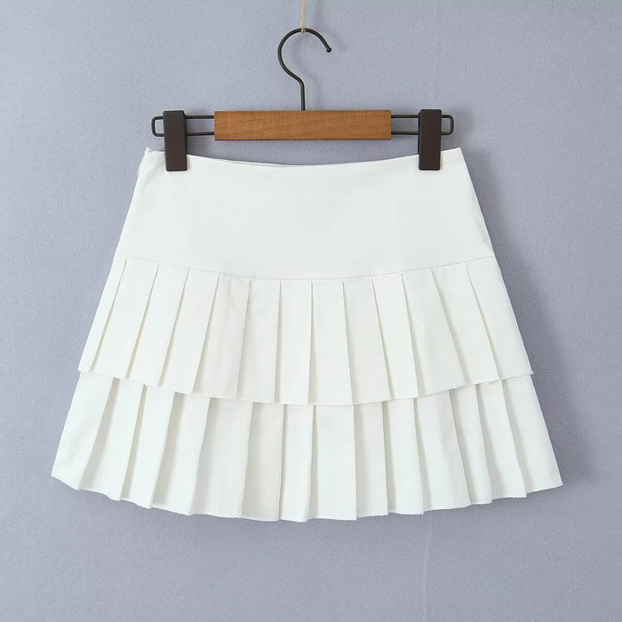 Summer Lace Splicing Sling Pleated Split Skirt With Pantskirt Suit