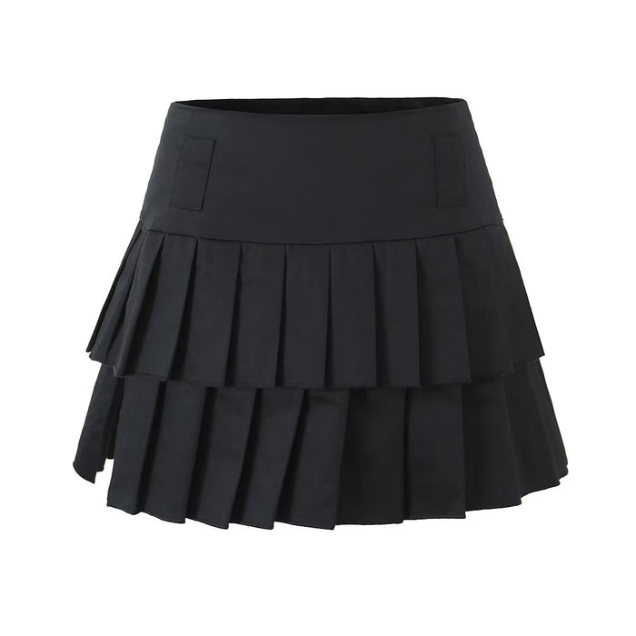 Summer Lace Splicing Sling Pleated Split Skirt With Pantskirt Suit