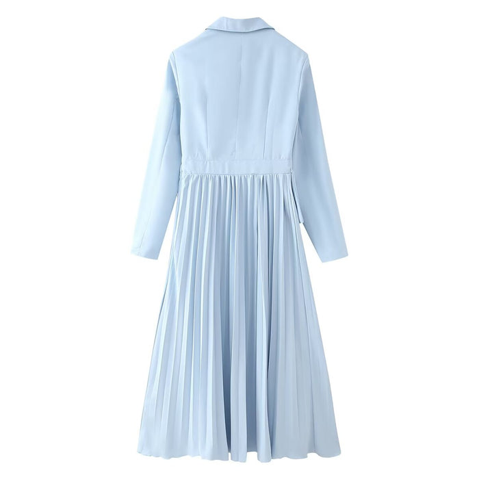 Spring Women Clothing Elegant Slightly Mature Stitching Pleated Business Dress