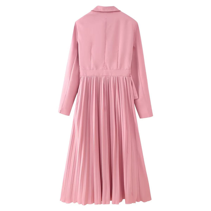 Spring Women Clothing Elegant Slightly Mature Stitching Pleated Business Dress