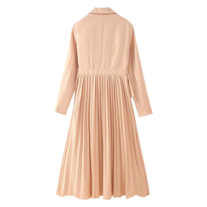 Spring Women Clothing Elegant Slightly Mature Stitching Pleated Business Dress