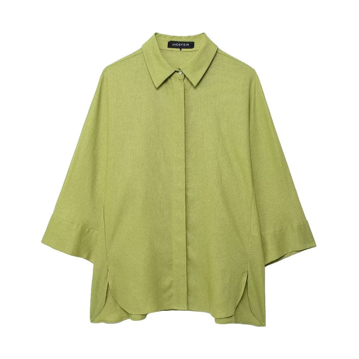 Spring Women Clothing Linen Loose Shirt Casual Trousers