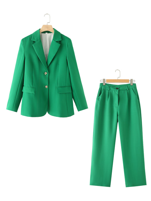 Winter Retro Solid Color All Matching High Waist Pant Sets