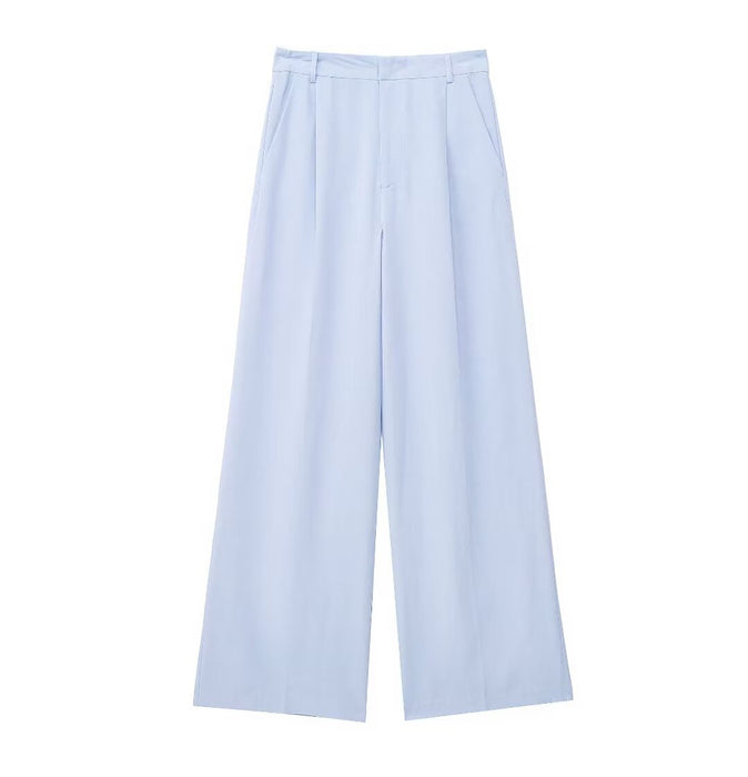 Spring Linen Loose Shirt Pleated Draping Pants