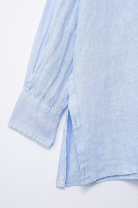 Spring Linen Loose Shirt Pleated Draping Pants