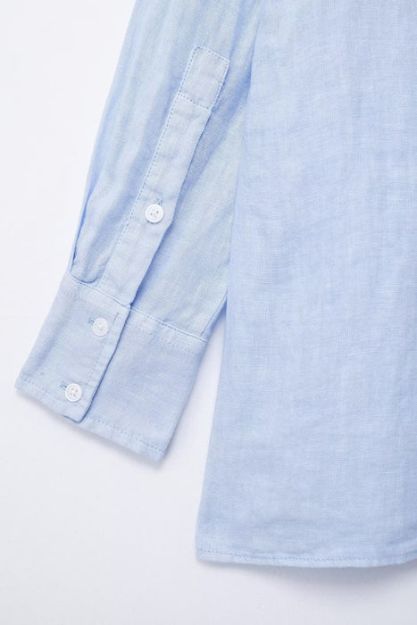 Spring Linen Loose Shirt Pleated Draping Pants