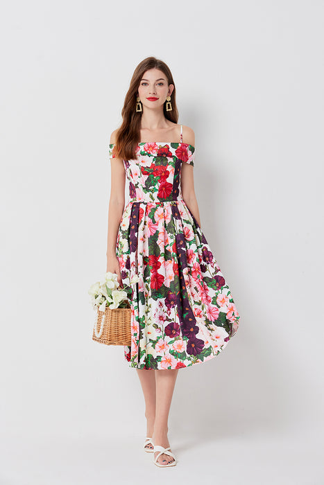 Women Summer Vacation Printed Floral A Line Dress