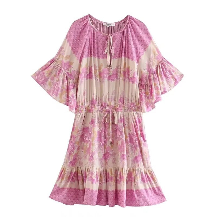 Spring Women Clothing Casual Positioning Rayon Embroidered Loose Dress