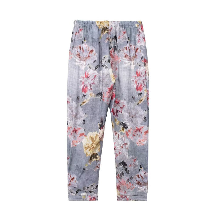 Women Clothing Summer Casual Comfortable Printed Linen Shirt Printed Linen Trousers