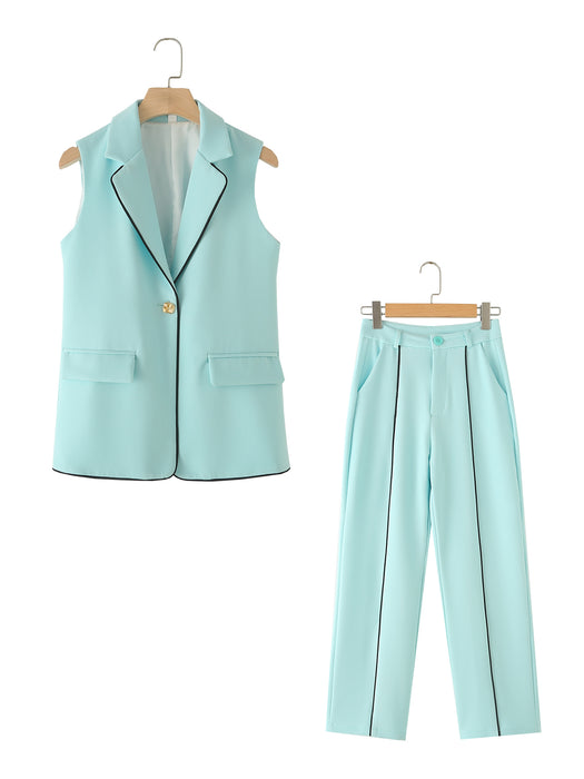 Summer Women Candy Color Vest Trousers Set