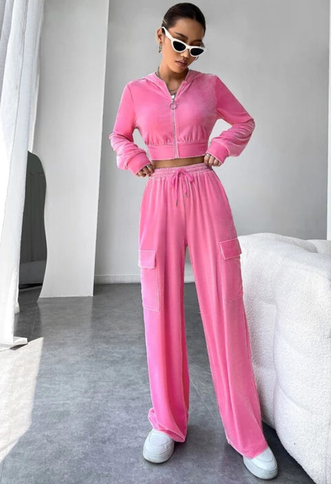 Women Clothing Solid Straight Hoodie Two Piece Set