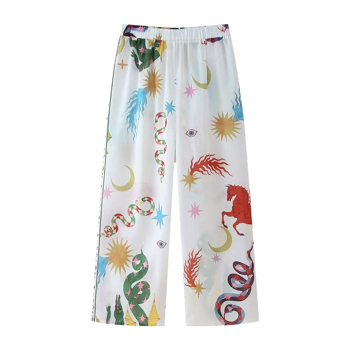 Summer Women Printed Positioning Shirt Loose Trousers Suit Women