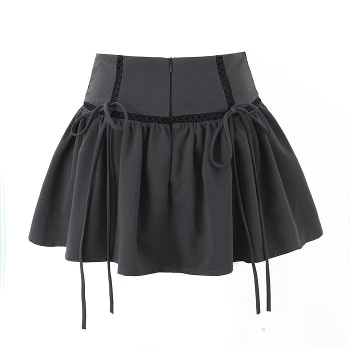 Summer Design Pleated Skirt Women Sexy Bow Tied High Waist Slimming A line Skirt