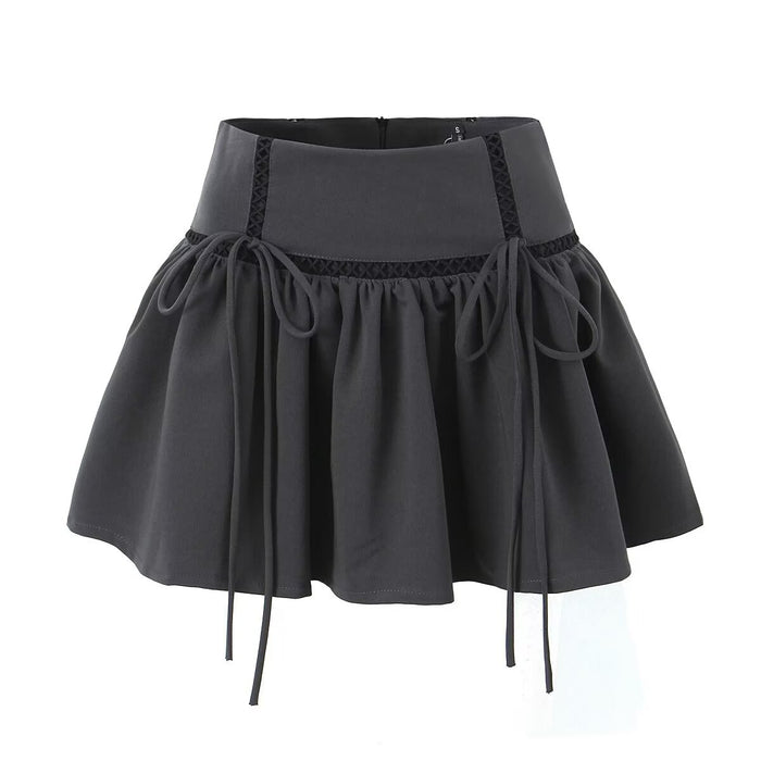 Summer Design Pleated Skirt Women Sexy Bow Tied High Waist Slimming A line Skirt