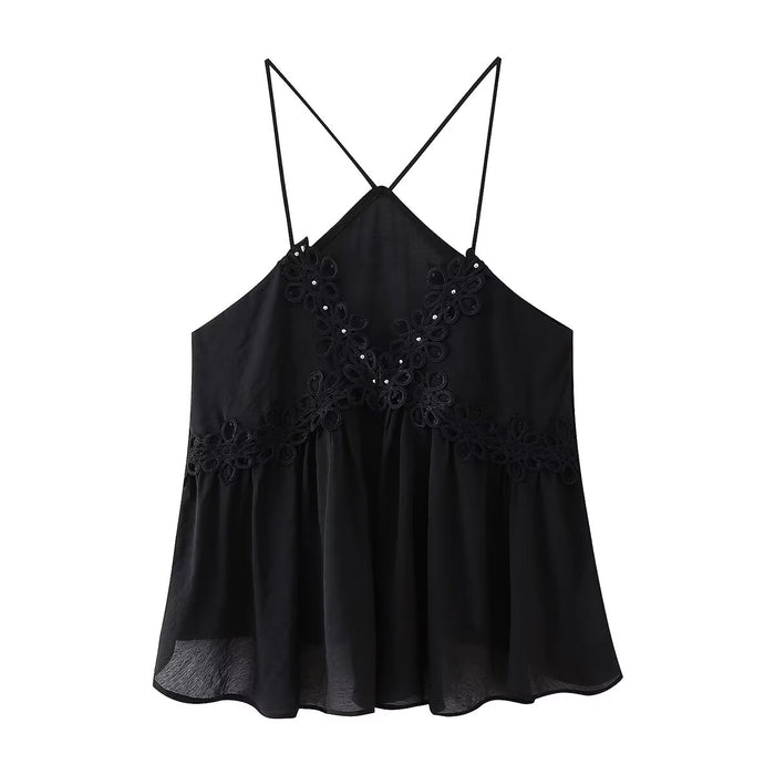 Women Rivet Ornament Strap Underwear Top