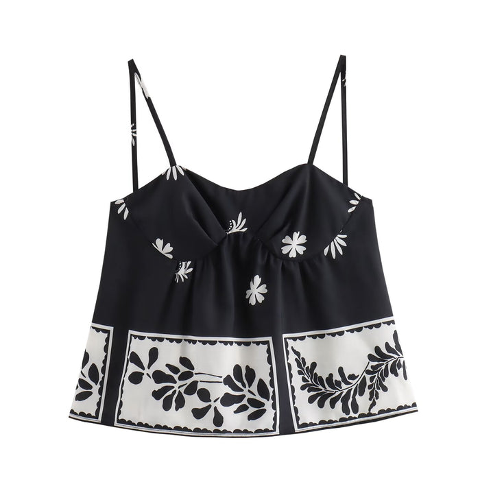 Summer Suspenders Printed Cropped Outfit Vest Top Women