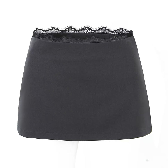 Summer Lace Stitching Anti Exposure Underpants Skirt Solid Color Skirt