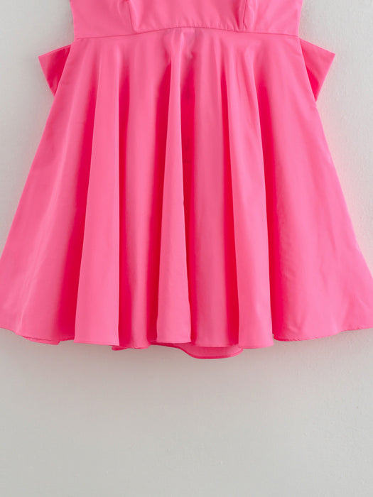 Women Clothing At Backless Pink Bowknot Decoration Taffeta Sexy Sling Short Dress