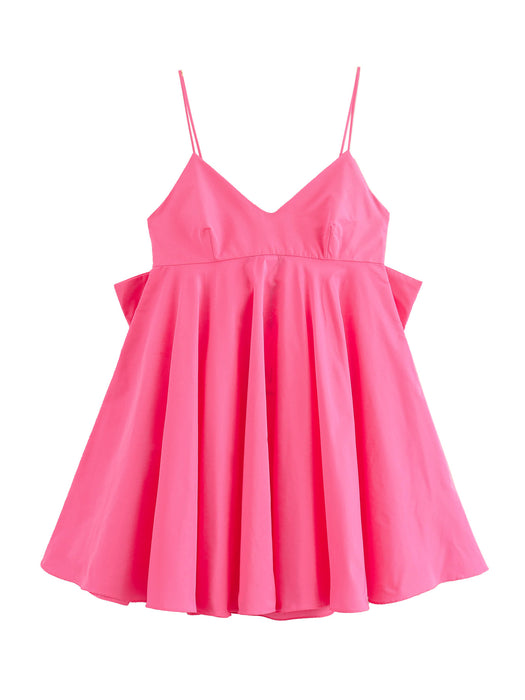 Women Clothing At Backless Pink Bowknot Decoration Taffeta Sexy Sling Short Dress