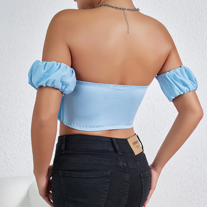 Women Clothing Pleated Pleated Sexy Backless Small Top