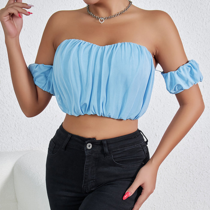 Women Clothing Pleated Pleated Sexy Backless Small Top