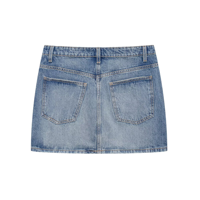 Summer Women Wear Denim Midi Skirt Short Skirt Casual High Waist Slimming