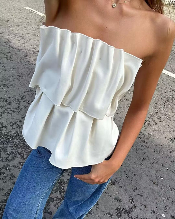 Tube Top Bud Pleated Summer Niche Design Wrap Inner Wear Outer Wear Top