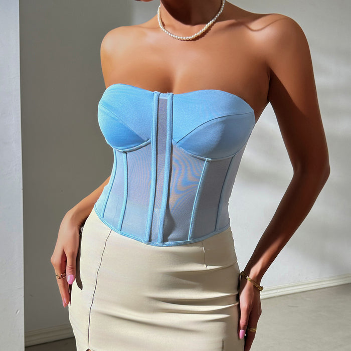 Shoulder Corset Chest Cup Tube Top Women Trendy Slim Fit Tank-Top Women Spring Autumn