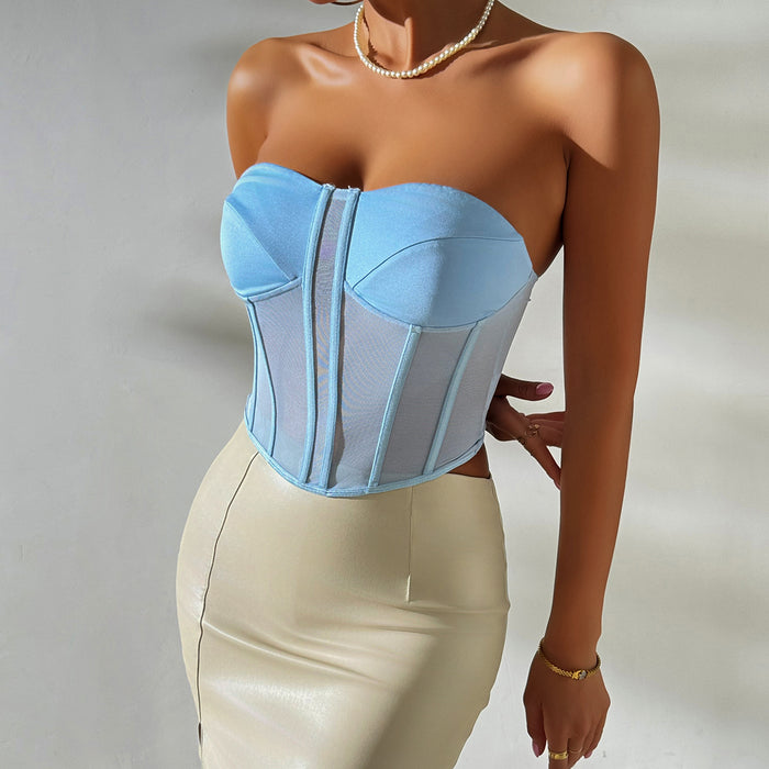 Shoulder Corset Chest Cup Tube Top Women Trendy Slim Fit Tank-Top Women Spring Autumn