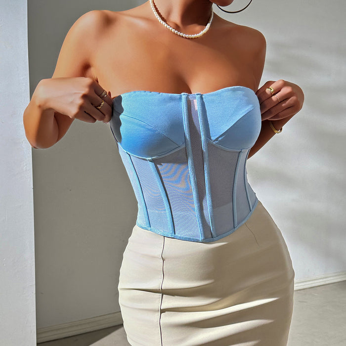 Shoulder Corset Chest Cup Tube Top Women Trendy Slim Fit Tank-Top Women Spring Autumn