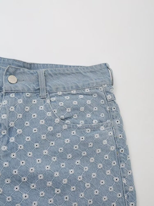 Summer Thin Design Light Blue Denim Shorts Ladies