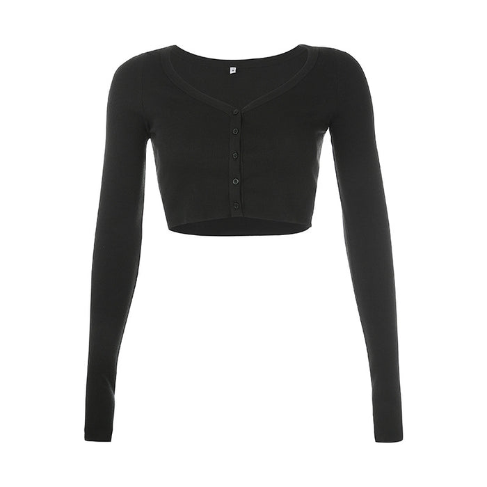 Women Top Split V neck Sexy Crop Top Tight Fitting Knitwear