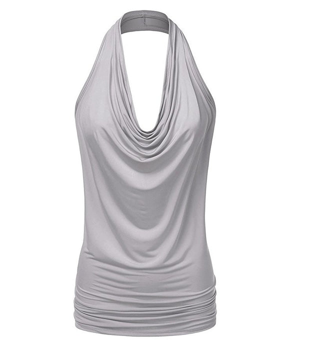 Base Shirt Solid Color Pullover Sleeveless T-shirt Women Pendant Backless Sexy Vest